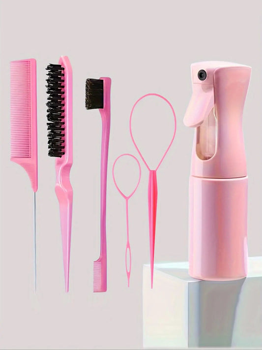 2024 New Hair Styling Comb Set, Hair Styling Tool Set, Hair Styling Kit, Including Hair Comb, Spray Bottle, Eyebrow Brush, Rat Tail Comb, Professional Durable, Portable, Daily Haircare & Suitable Hair Salon Tools & Accessories for All Hair Types