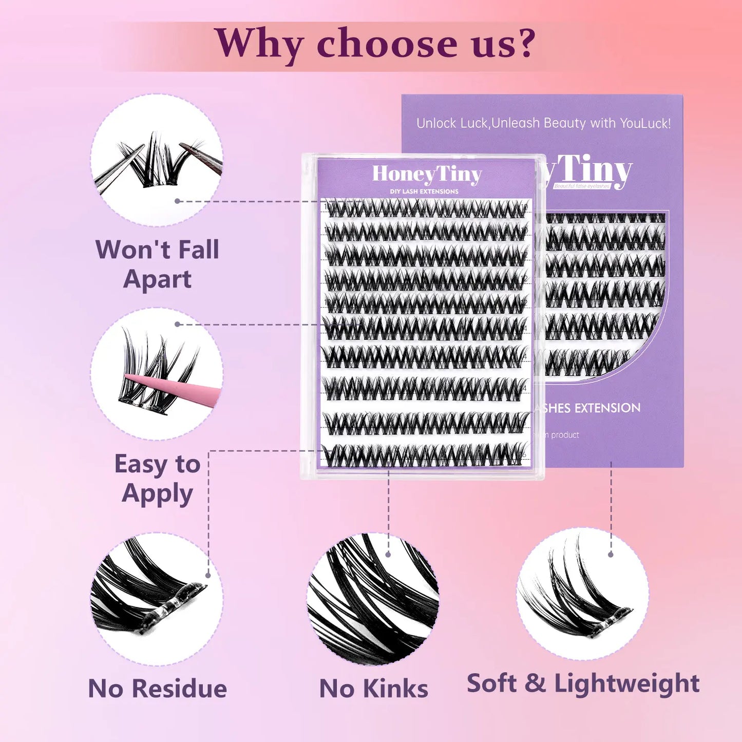 4 Styles of Adhesive-Free, Easy-To-Remove False Eyelashes 10Mm/12Mm/14Mm/16Mm Lightweight Options 24+ Sets with Lash Care Kit Natural, No-Makeup Look Effortless Application and Removal Flawless Cosmetic