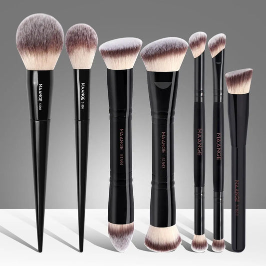 MAANGE 7Pcs Makeup Brush Set, Face Makeup Brushes, Flat Foundation Brush, Loose Powder Brush, Blush Brush, Concealer Brush, Contour Brush, Eyeshadow, Detail Brush, Makeup Brushes for Application, Professionals and Beginners