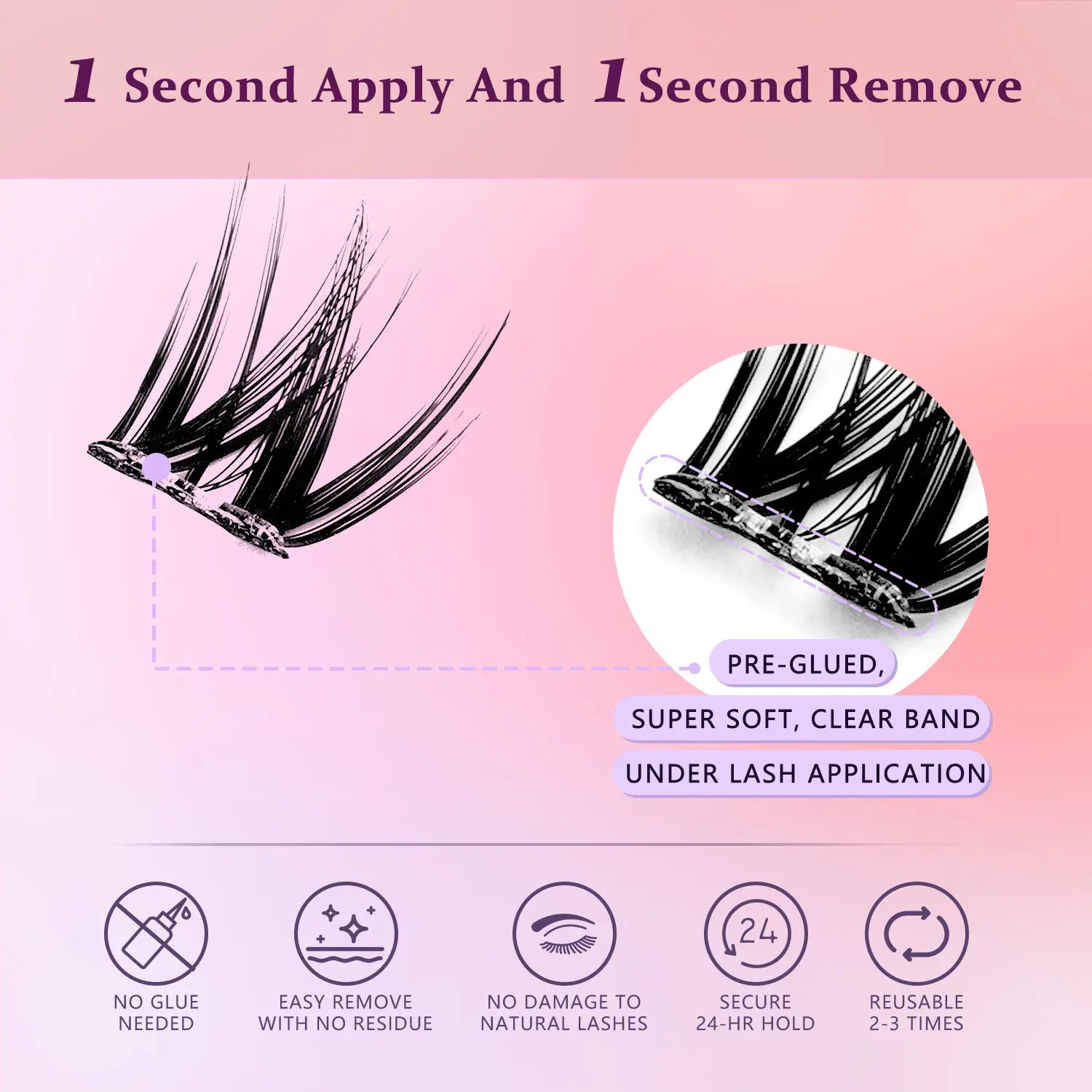 4 Styles of Adhesive-Free, Easy-To-Remove False Eyelashes 10Mm/12Mm/14Mm/16Mm Lightweight Options 24+ Sets with Lash Care Kit Natural, No-Makeup Look Effortless Application and Removal Flawless Cosmetic