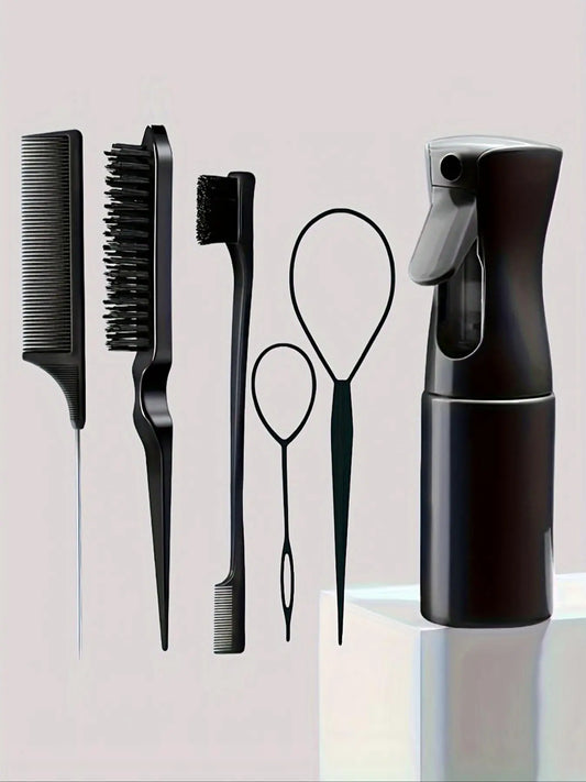 2024 New Hair Styling Comb Set, Hair Styling Tool Set, Hair Styling Kit, Including Hair Comb, Spray Bottle, Eyebrow Brush, Rat Tail Comb, Professional Durable, Portable, Daily Haircare & Suitable Hair Salon Tools & Accessories for All Hair Types